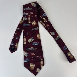 Americana Dillard's Tie Fifties Cars Drive-In Movies Silk Necktie USA